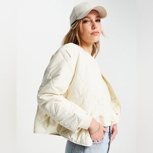 Mango Diamond Quilted Puffer Jacket Cream | Chic & Cozy XS